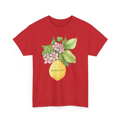 Lemon Blossom T-Shirt — Genesis 1:29 Floral Faith Tee