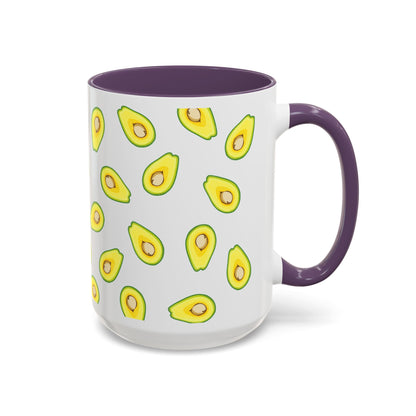 Avocado Pattern Coffee Mug — Cute Avocado Print Accent Mug (11/15oz)