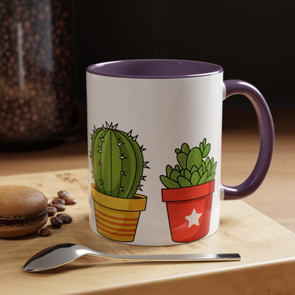 Cactus & Succulent Accent Coffee Mug — Cute Potted Plants 11/15oz