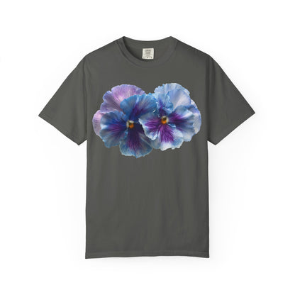 Pansy Watercolor T-Shirt — Purple Blue Floral Graphic Tee