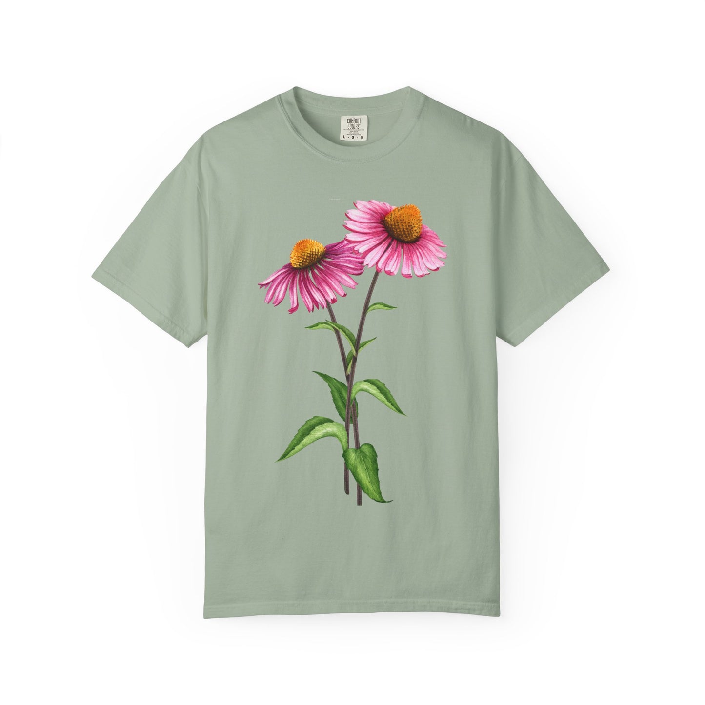 Floral Coneflower T-Shirt — Pink Echinacea Botanical Tee