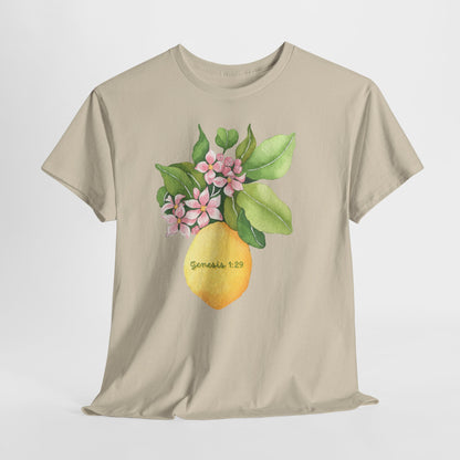 Lemon Blossom T-Shirt — Genesis 1:29 Floral Faith Tee