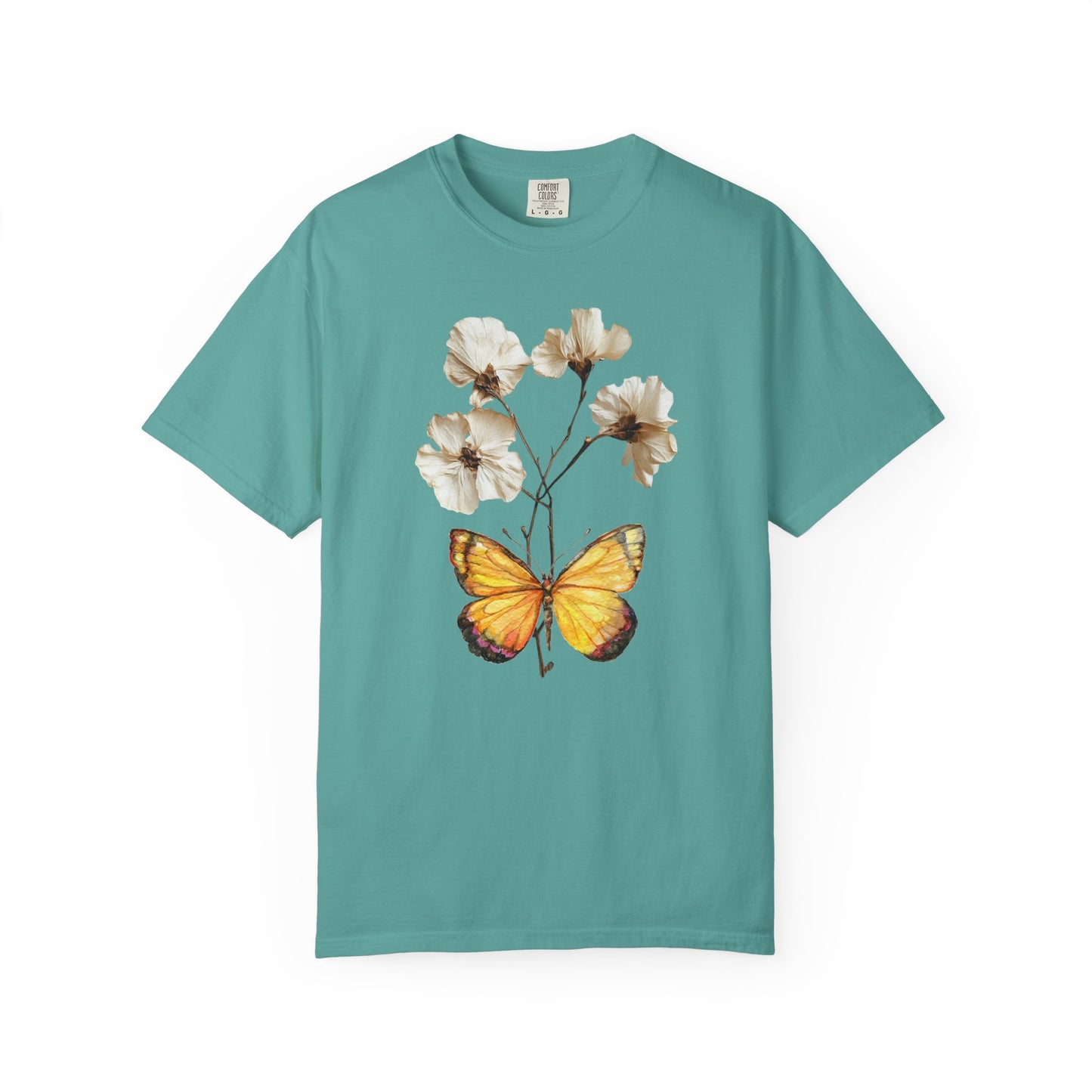 Butterfly & Dried Flowers Graphic T-Shirt — Vintage Botanical Tee