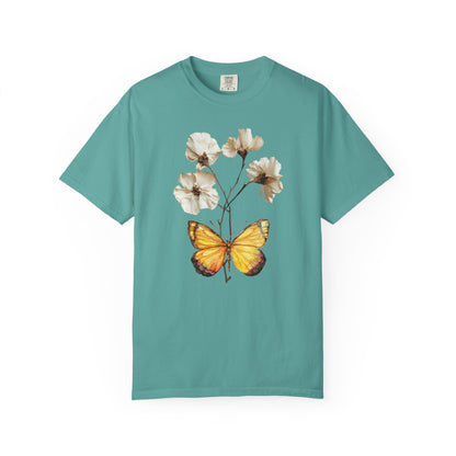 Butterfly & Dried Flowers Graphic T-Shirt — Vintage Botanical Tee