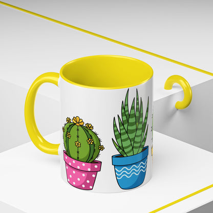 Cactus & Succulent Accent Coffee Mug — Cute Potted Plants 11/15oz