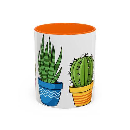Cactus & Succulent Accent Coffee Mug — Cute Potted Plants 11/15oz