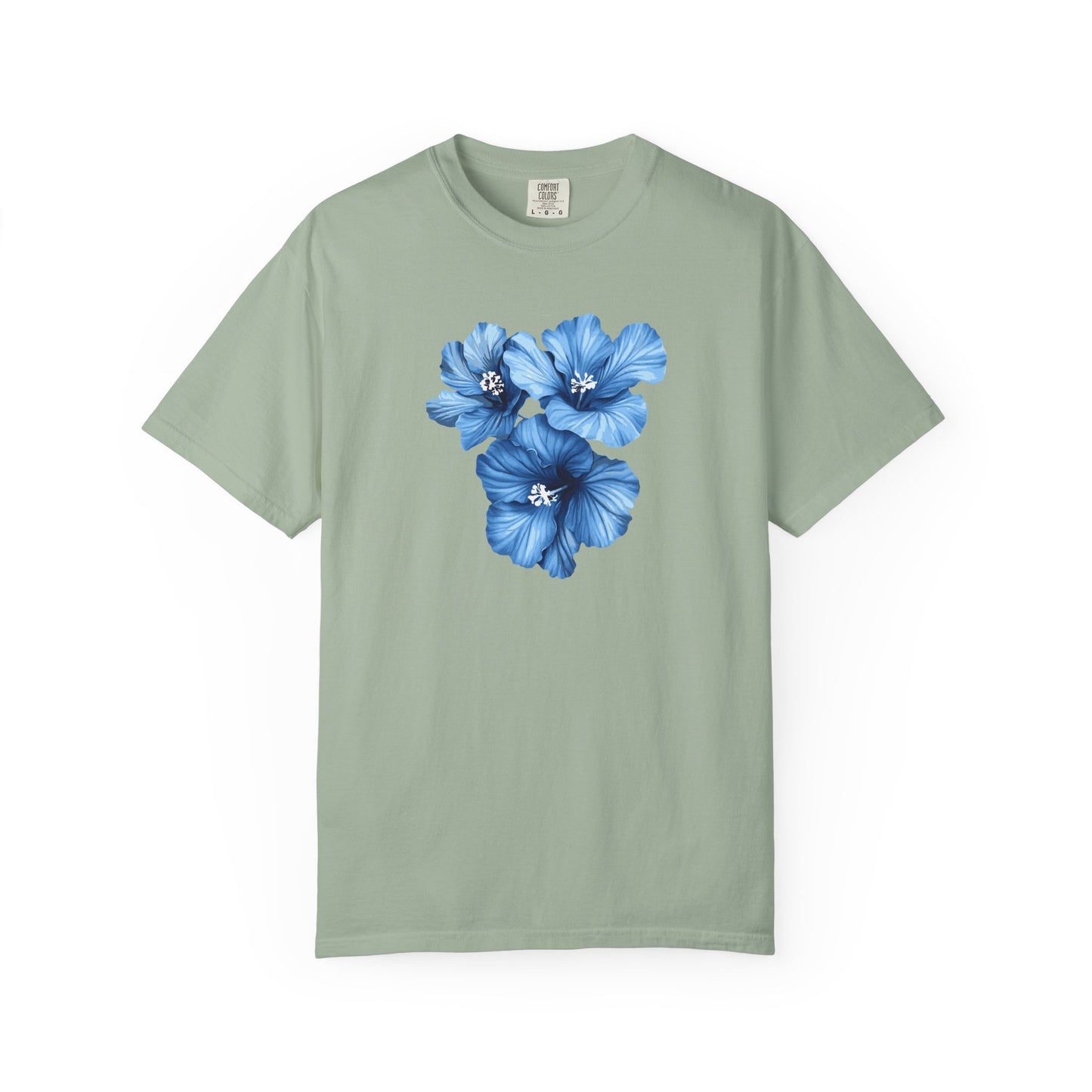 Blue Hibiscus Floral T-Shirt — Watercolor Flower Graphic Tee
