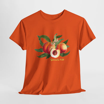 Peach Botanical Tee — Vintage Fruit Illustration T-Shirt ("Genesis 1:29")