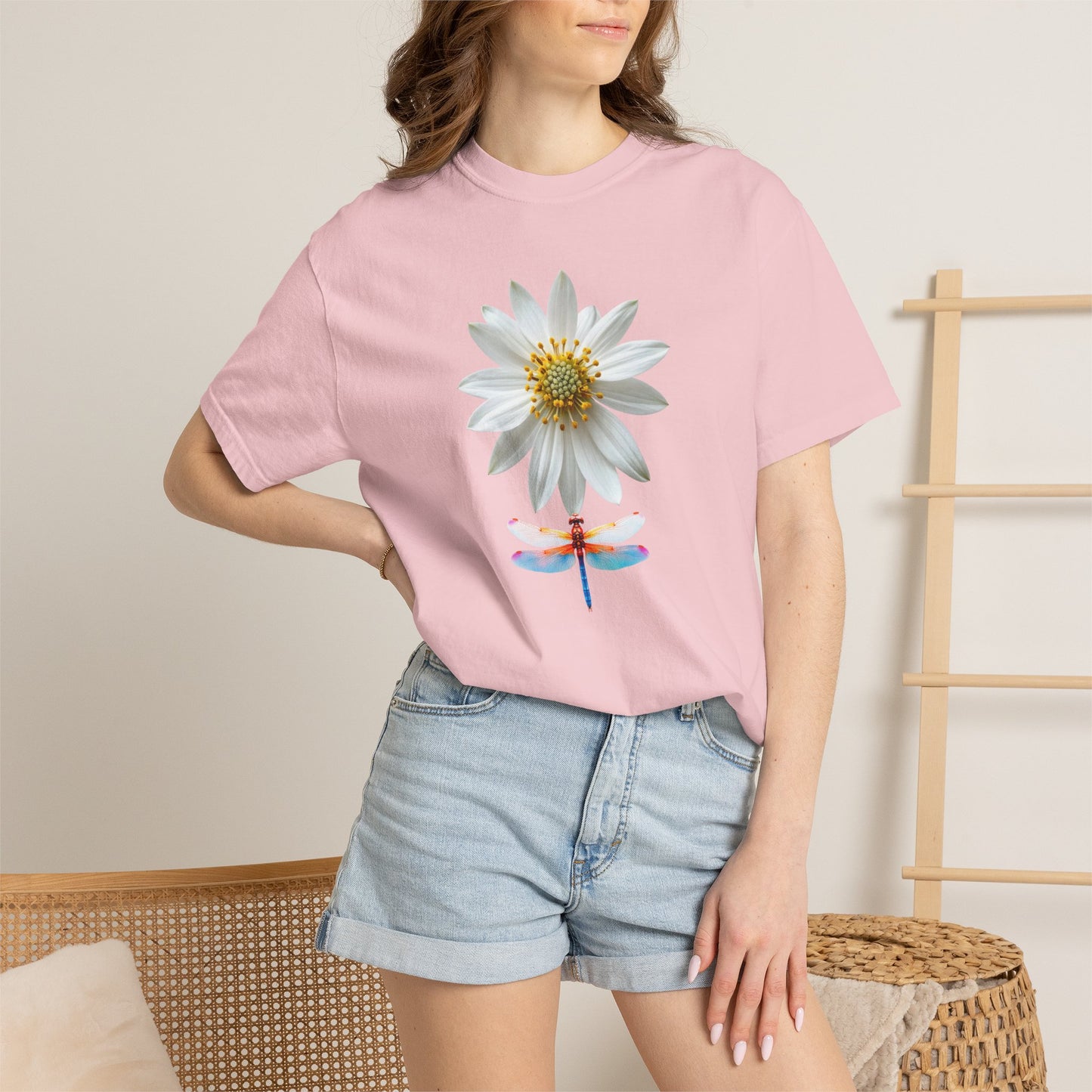 Lotus & Dragonfly T-Shirt — Floral Nature Graphic Tee