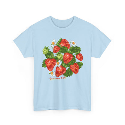Strawberry Cluster Tee — Vintage Botanical Fruit Graphic (Genesis 1:29)