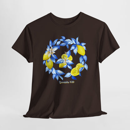 Lemon Wreath Graphic Tee — Genesis 1:29 Floral Scripture T-Shirt