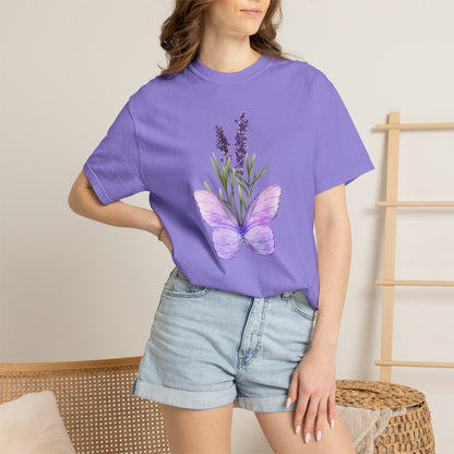 Lavender Butterfly T-Shirt — Watercolor Floral Tee
