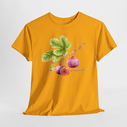 Fig Branch T‑Shirt — Botanical Fig Illustration Tee with Scripture (Genesis 1:29)