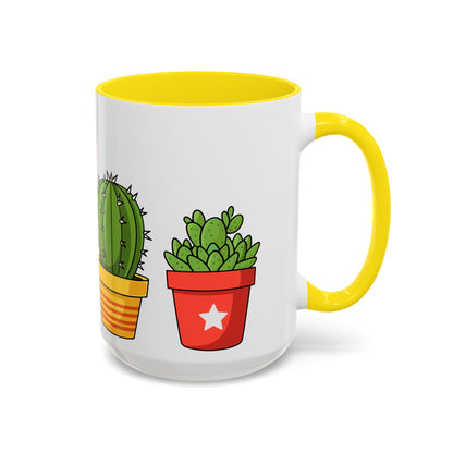 Cactus & Succulent Accent Coffee Mug — Cute Potted Plants 11/15oz