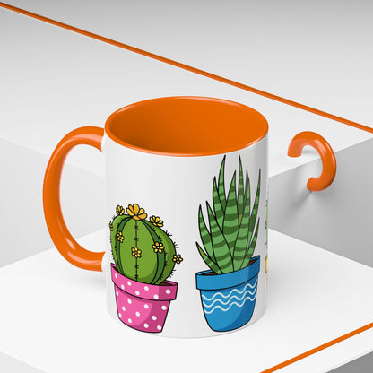 Cactus & Succulent Accent Coffee Mug — Cute Potted Plants 11/15oz