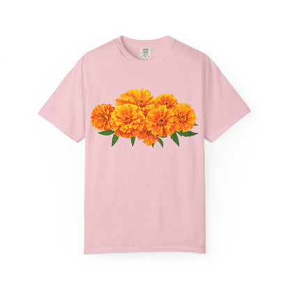 Marigold Blooms T-Shirt — Vibrant Floral Graphic Tee