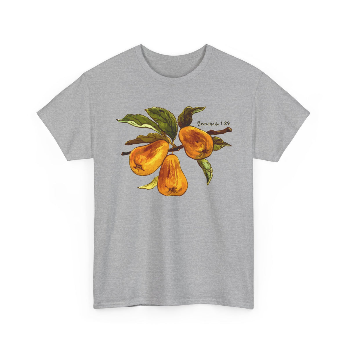Pear Branch T‑Shirt — Watercolor Yellow Pears Tee Genesis 1:29