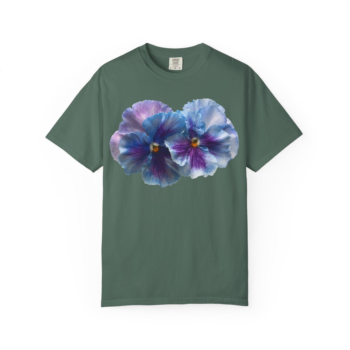 Pansy Watercolor T-Shirt — Purple Blue Floral Graphic Tee