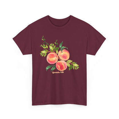 Peach Botanical Tee — Watercolor Fruit Graphic T‑Shirt