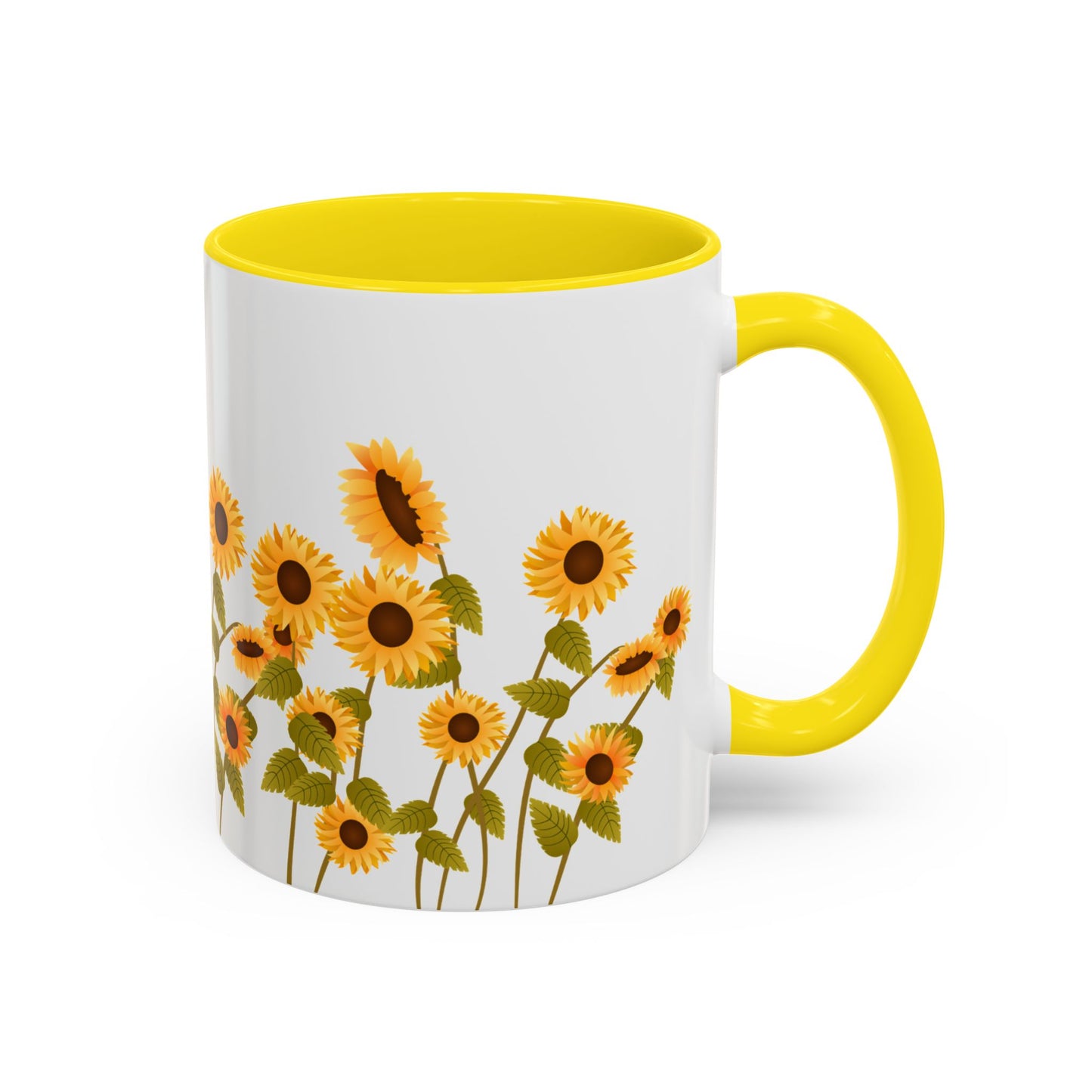 Sunflower Field Accent Tea Mug – Bright Floral 11/15oz Ceramic