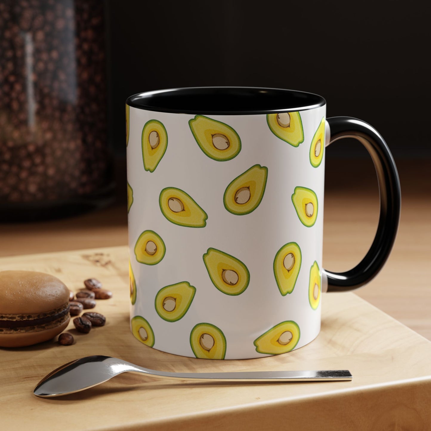 Avocado Pattern Coffee Mug — Cute Avocado Print Accent Mug (11/15oz)