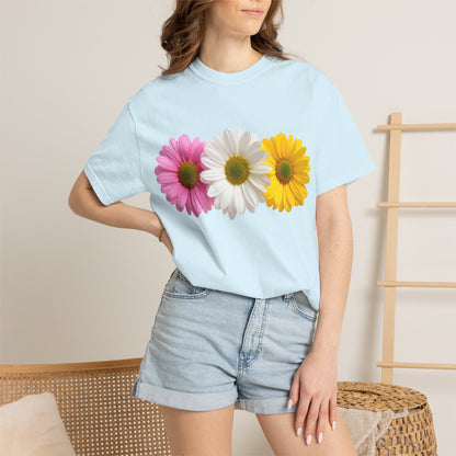 Daisy Trio T-Shirt — Pink White Yellow Floral Tee