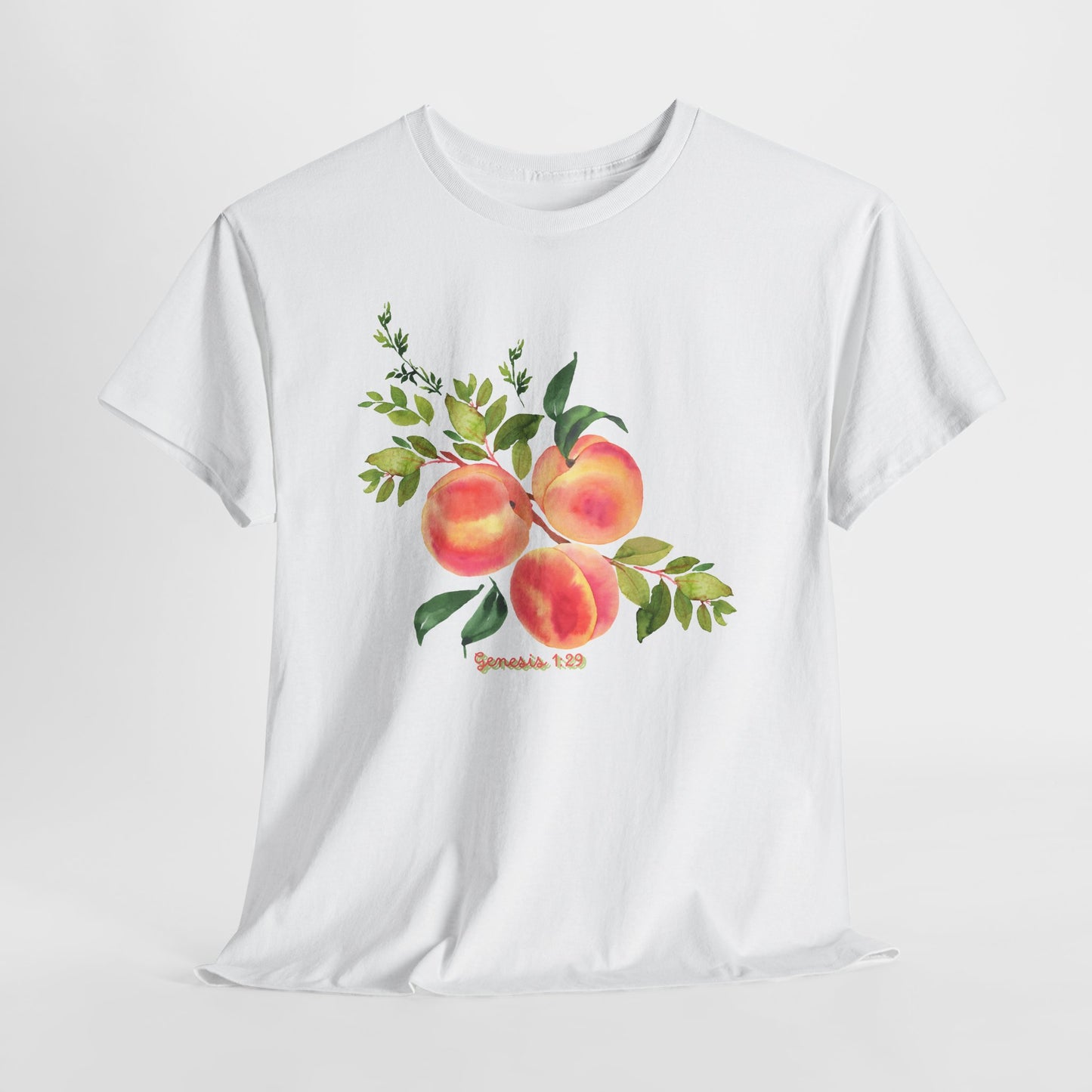 Peach Botanical Tee — Watercolor Fruit Graphic T‑Shirt