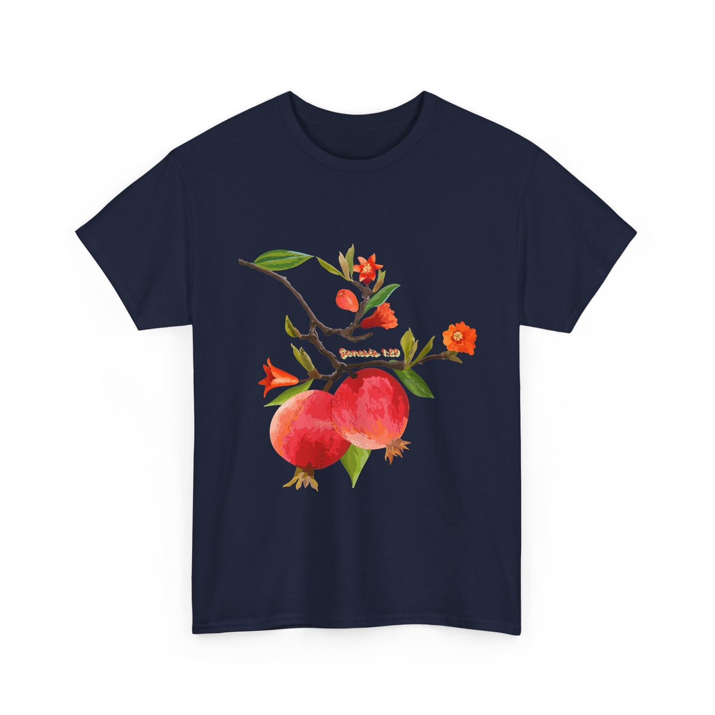 Pomegranate Bloom T-Shirt — Botanical Fruit Watercolor Tee