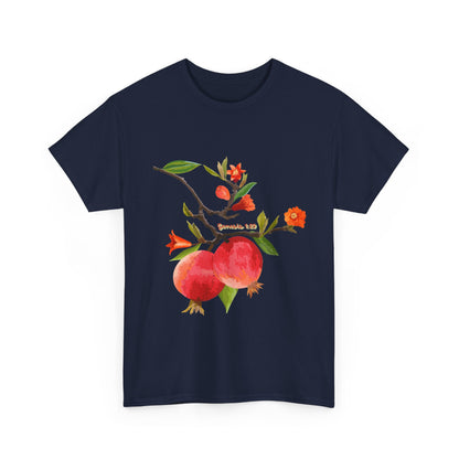 Pomegranate Bloom T-Shirt — Botanical Fruit Watercolor Tee
