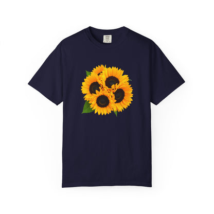 Sunflower Trio T-Shirt — Bright Floral Graphic Tee
