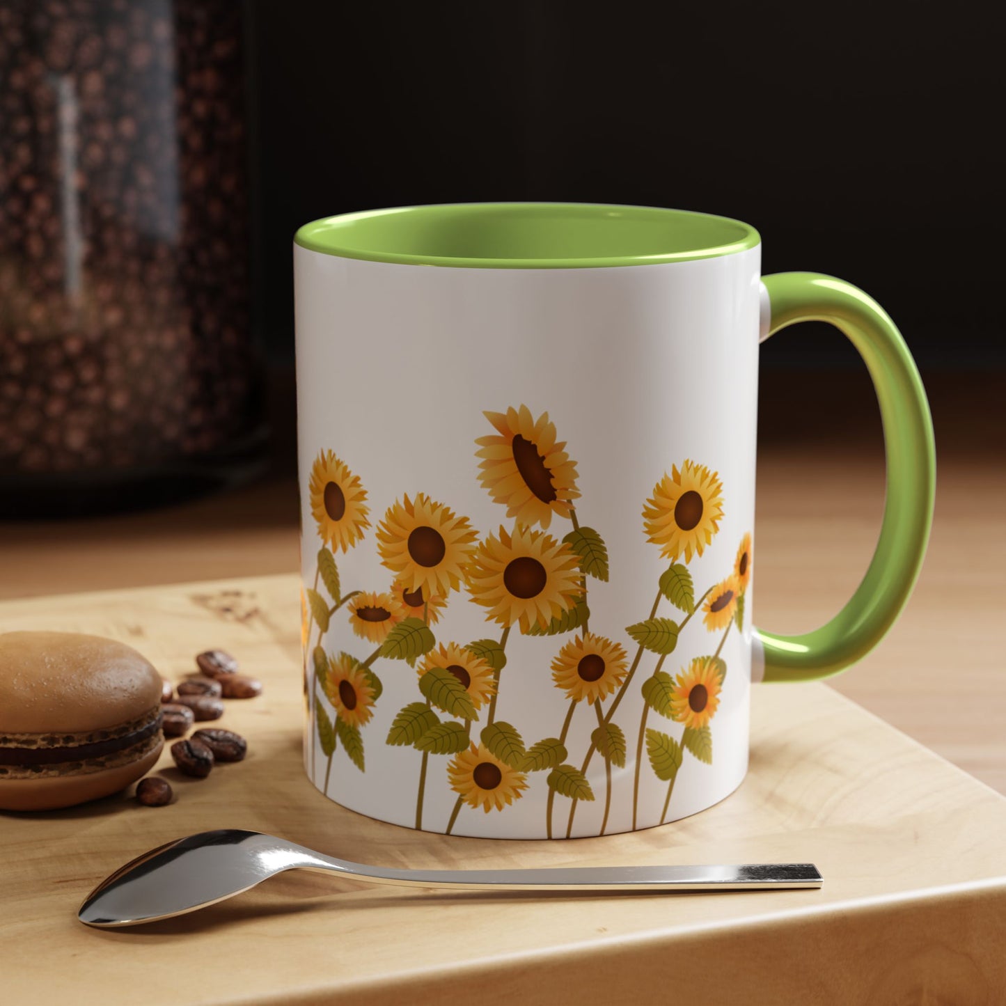 Sunflower Field Accent Tea Mug – Bright Floral 11/15oz Ceramic