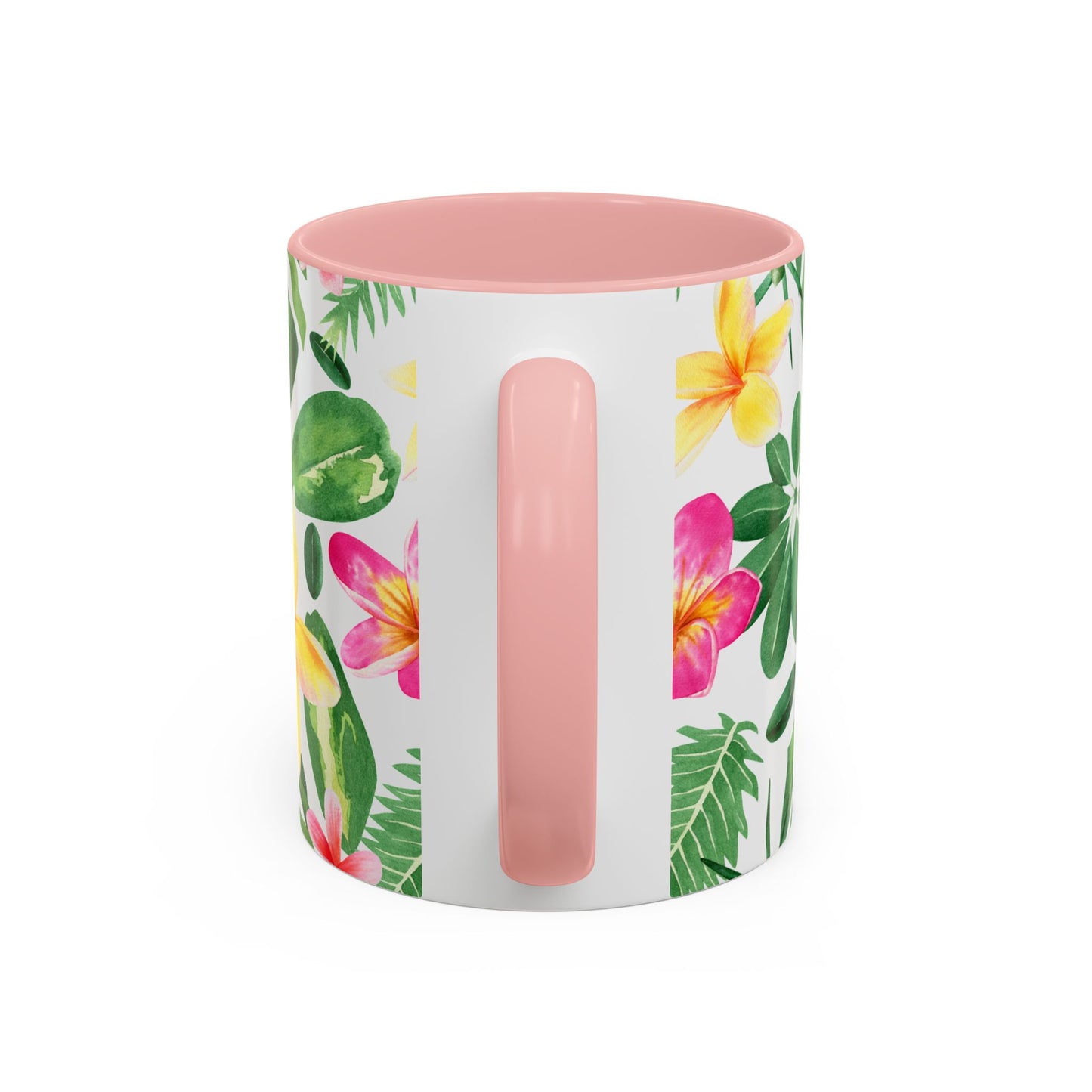 Tropical Floral Coffee Mug — Plumeria & Palm Accent Mug (11/15oz)