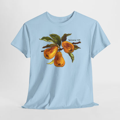Pear Branch T‑Shirt — Watercolor Yellow Pears Tee Genesis 1:29