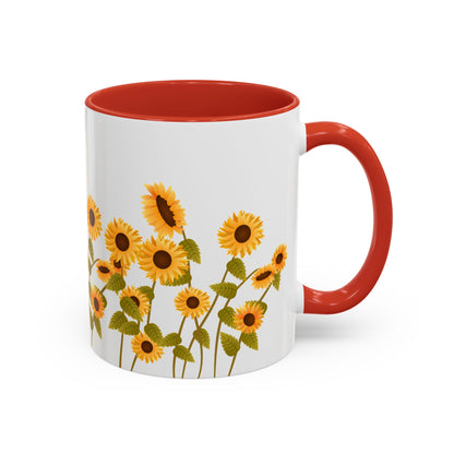 Sunflower Field Accent Tea Mug – Bright Floral 11/15oz Ceramic