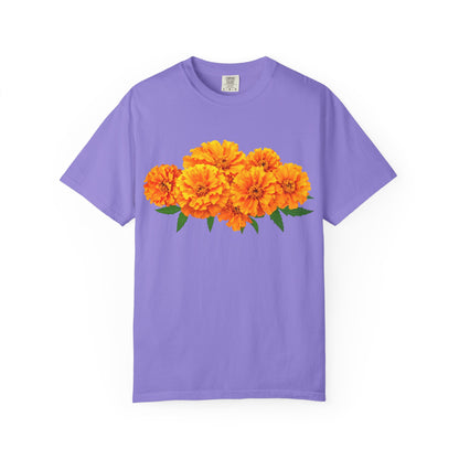 Marigold Blooms T-Shirt — Vibrant Floral Graphic Tee