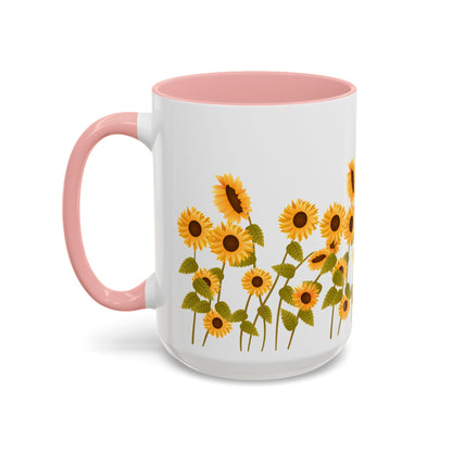 Sunflower Field Accent Tea Mug – Bright Floral 11/15oz Ceramic