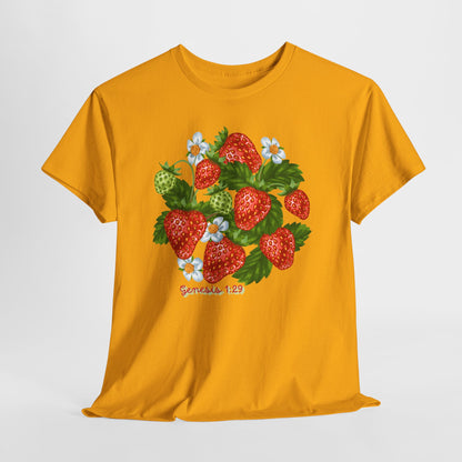 Strawberry Cluster Tee — Vintage Botanical Fruit Graphic (Genesis 1:29)