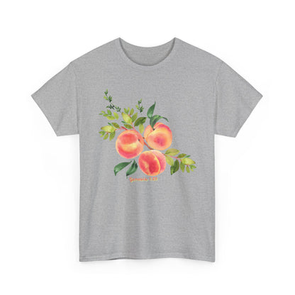Peach Botanical Tee — Watercolor Fruit Graphic T‑Shirt