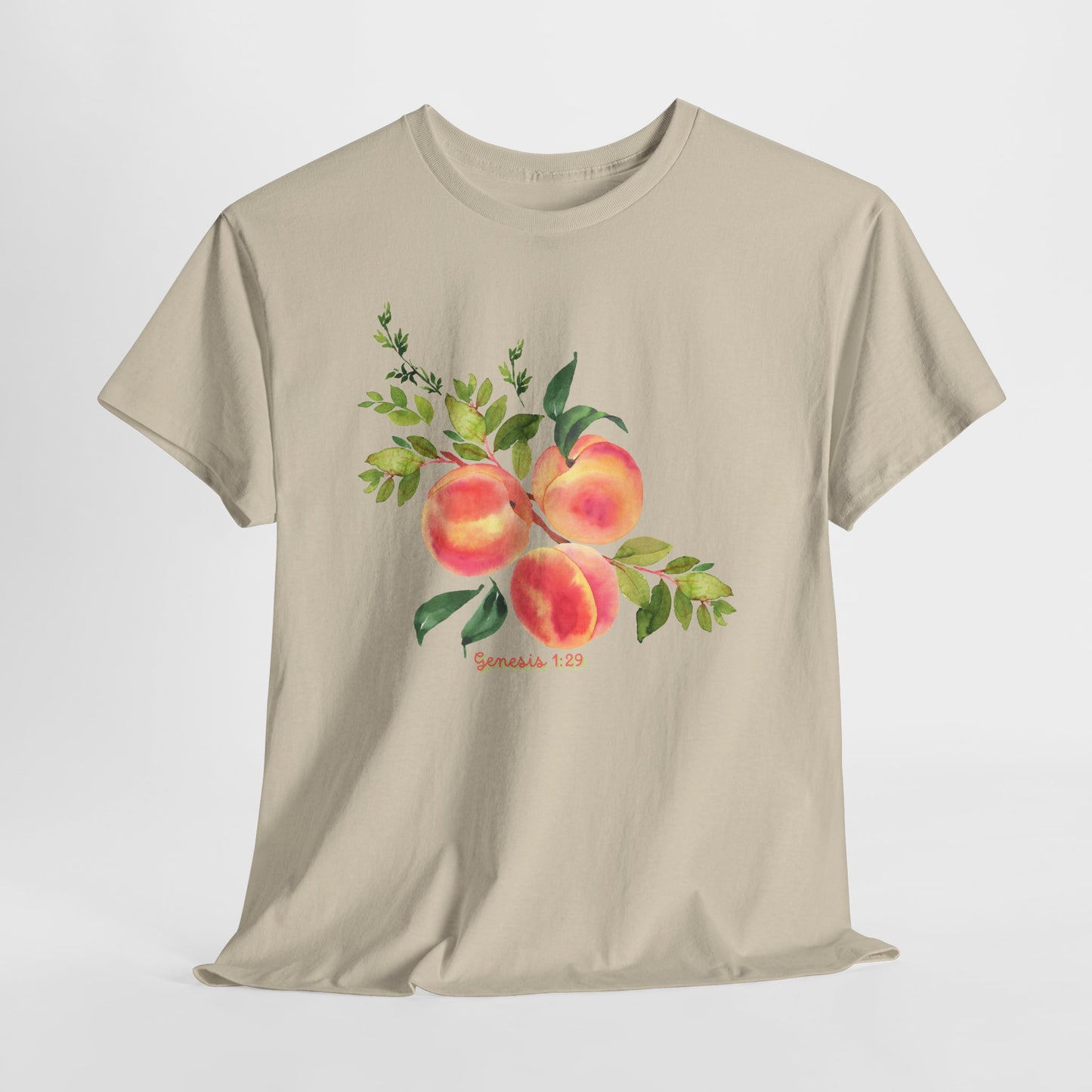 Peach Botanical Tee — Watercolor Fruit Graphic T‑Shirt