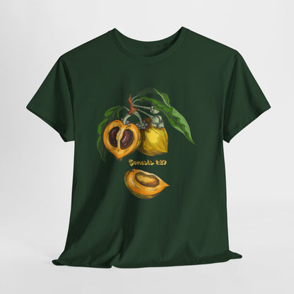 Apricot Illustration T-Shirt — Botanical Fruit Graphic Tee Genesis 1:29