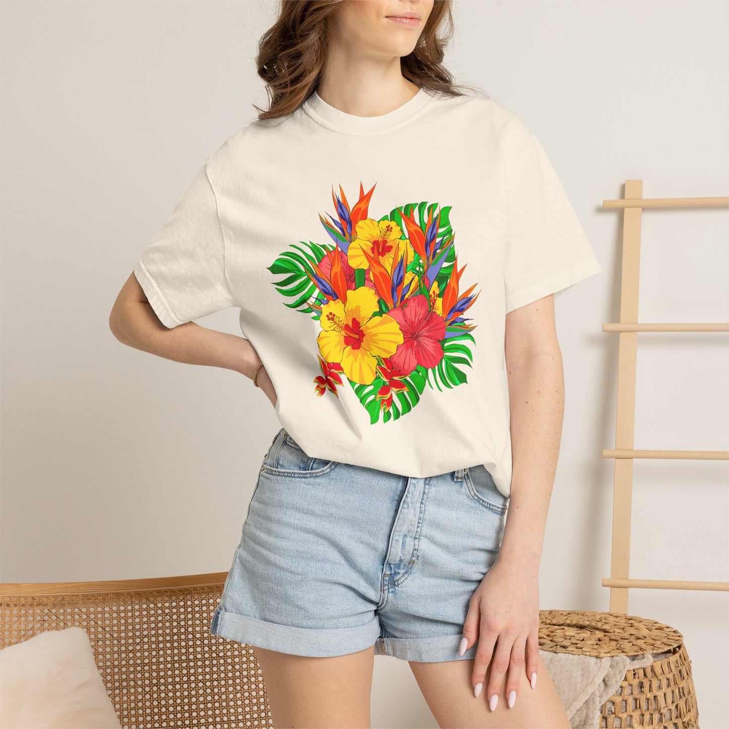Tropical Hibiscus Floral T-Shirt
