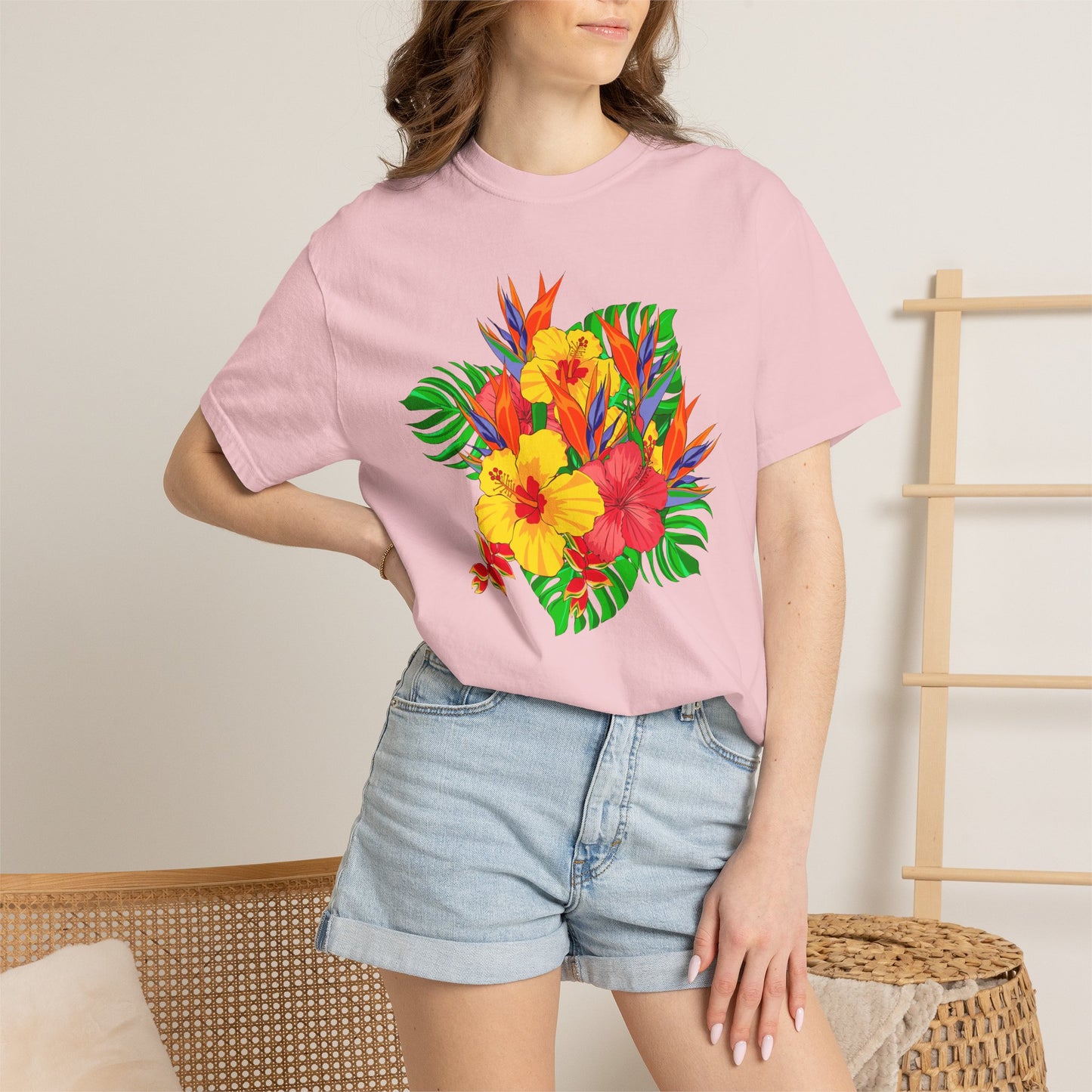 Tropical Hibiscus Floral T-Shirt