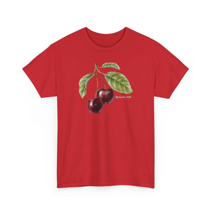 Cherry Botanical Tee — Vintage Fruit Illustration T-Shirt