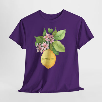 Lemon Blossom T-Shirt — Genesis 1:29 Floral Faith Tee