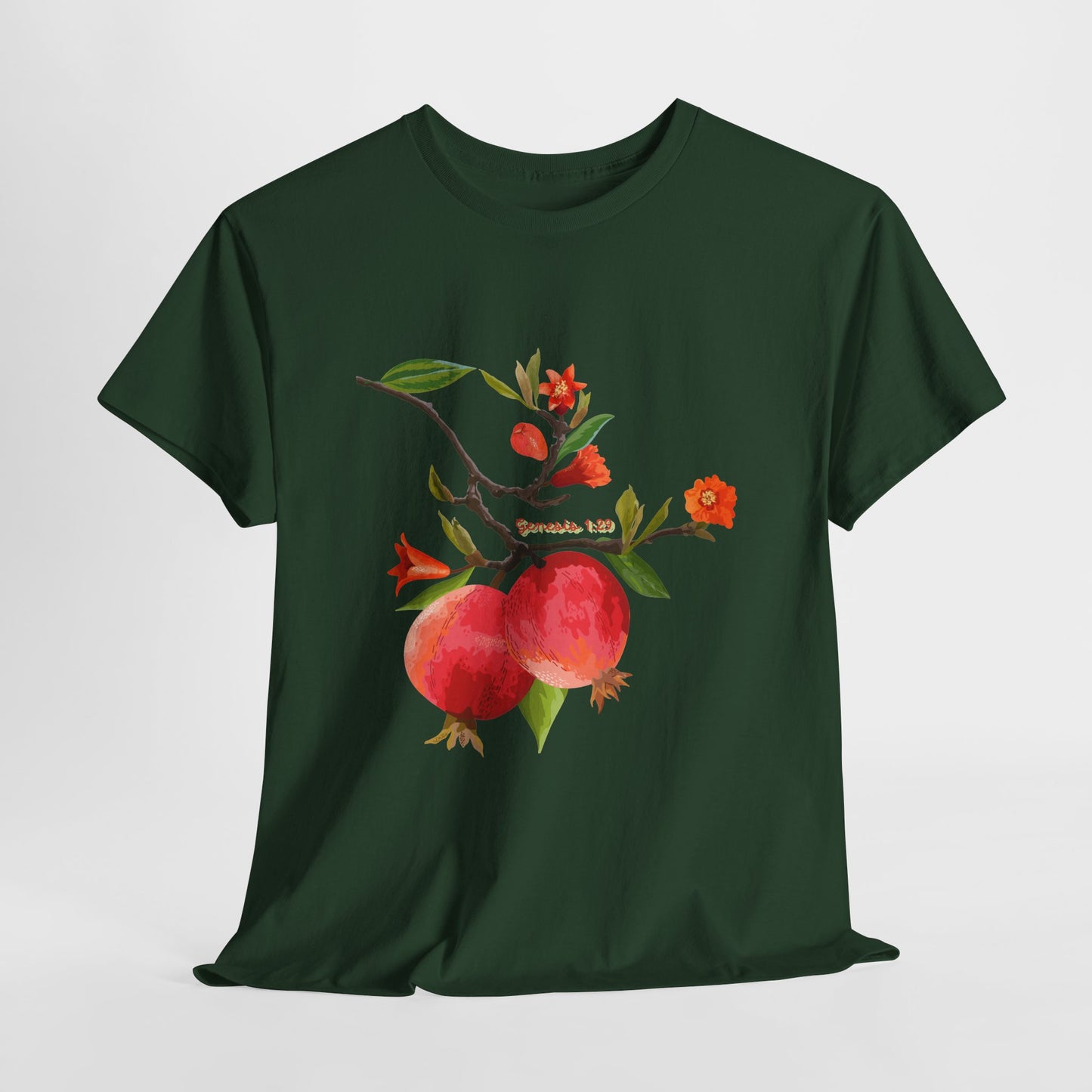Pomegranate Bloom T-Shirt — Botanical Fruit Watercolor Tee