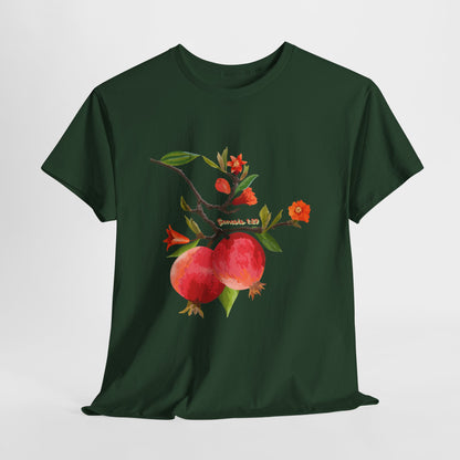 Pomegranate Bloom T-Shirt — Botanical Fruit Watercolor Tee