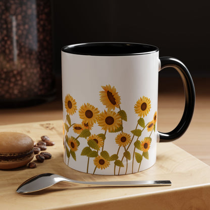 Sunflower Field Accent Tea Mug – Bright Floral 11/15oz Ceramic