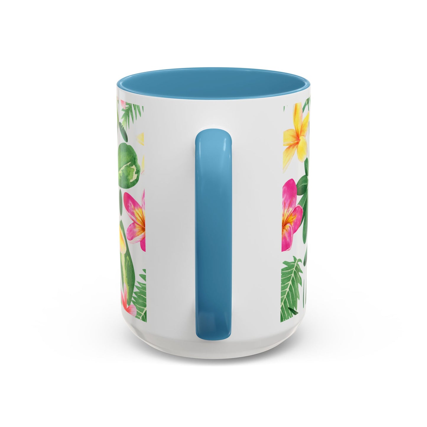 Tropical Floral Coffee Mug — Plumeria & Palm Accent Mug (11/15oz)