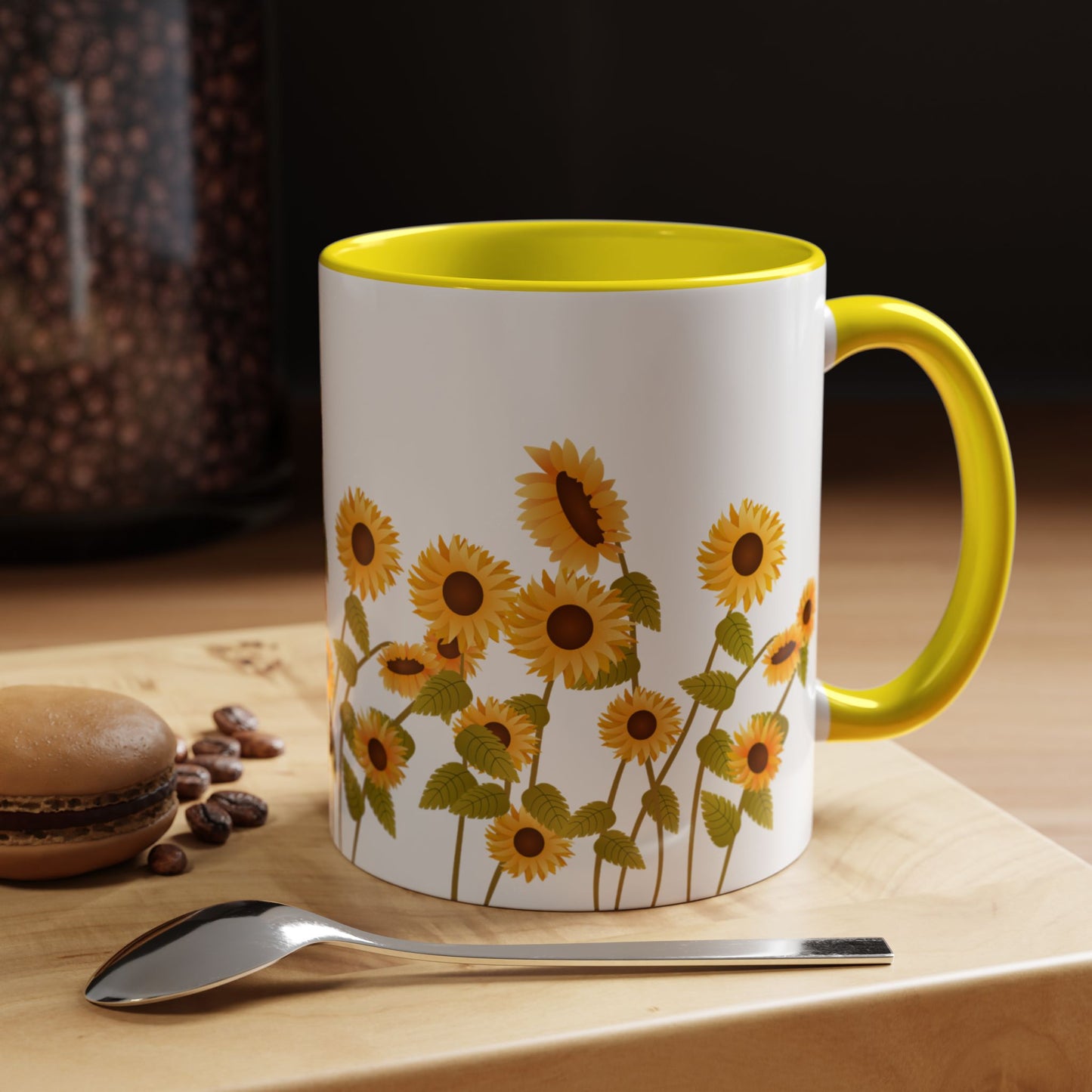 Sunflower Field Accent Tea Mug – Bright Floral 11/15oz Ceramic