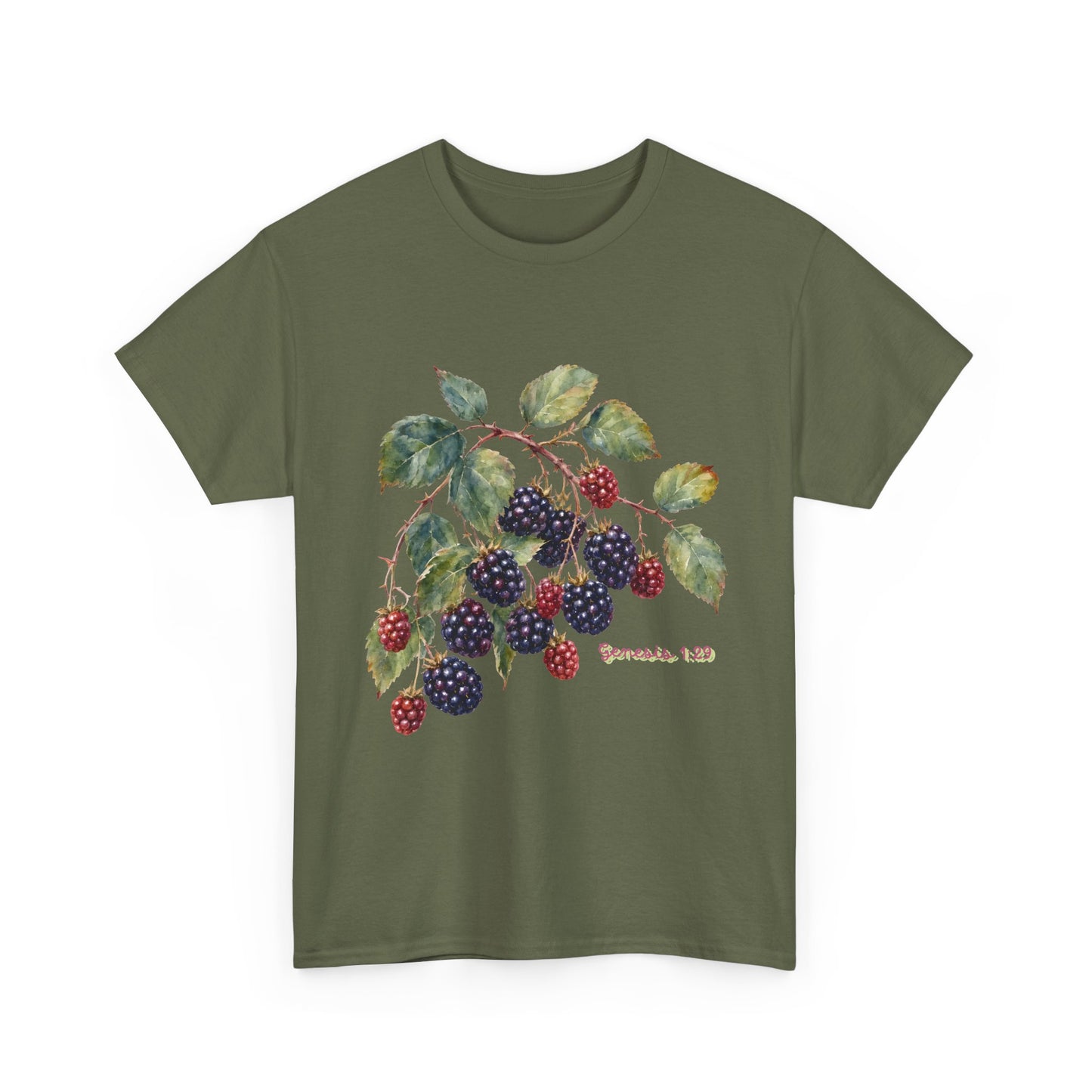 T-Shirt — Vintage Blackberry Branch Illustration Tee (Genesis 1:29)